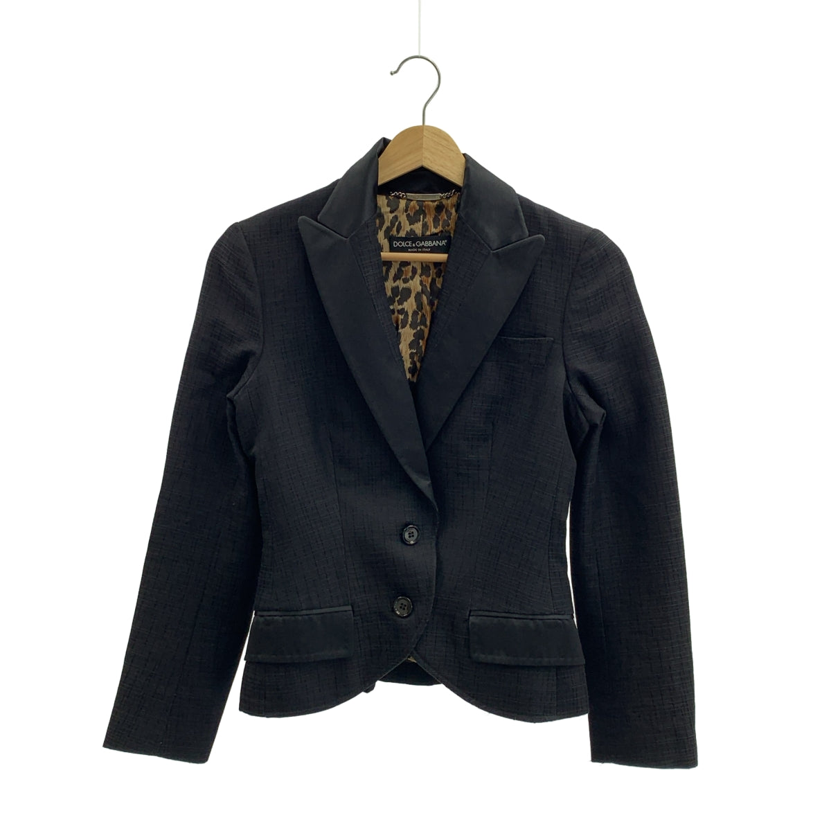 DOLCE＆GABBANA / ドルチェ＆ガッバーナドルガバ | ラペル切替 裏地レオパード柄 テーラードジャケット | 36 | ブラック | レディース