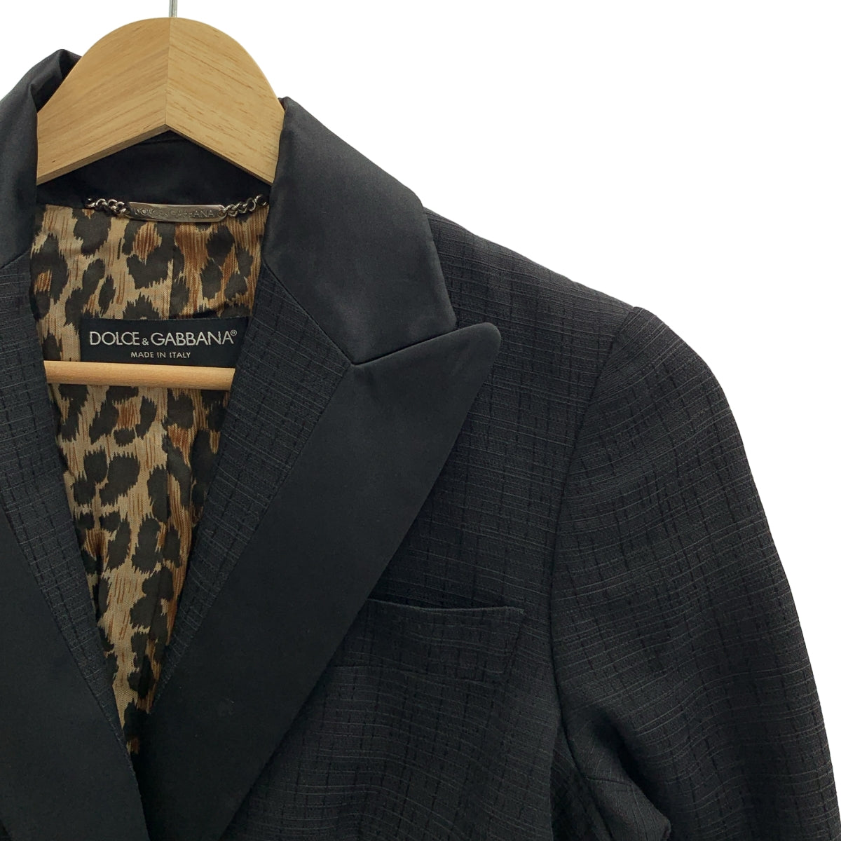 DOLCE＆GABBANA / ドルチェ＆ガッバーナドルガバ | ラペル切替 裏地レオパード柄 テーラードジャケット | 36 | ブラック | レディース