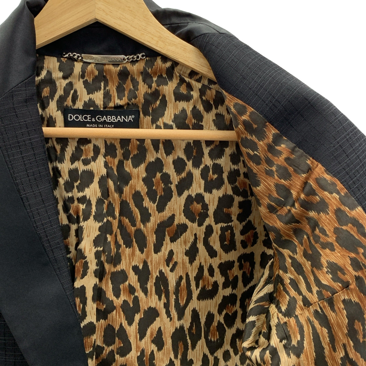 DOLCE＆GABBANA / ドルチェ＆ガッバーナドルガバ | ラペル切替 裏地レオパード柄 テーラードジャケット | 36 | ブラック | レディース