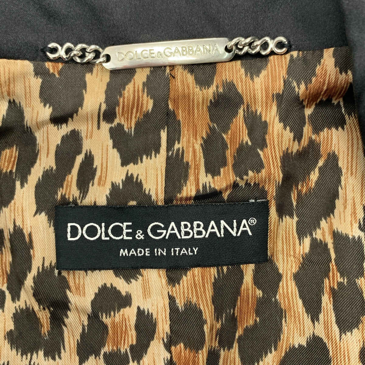 DOLCE＆GABBANA / ドルチェ＆ガッバーナドルガバ | ラペル切替 裏地レオパード柄 テーラードジャケット | 36 | ブラック | レディース