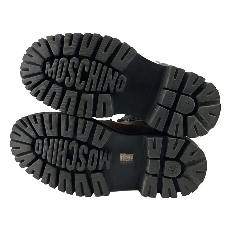 MOSCHINO / モスキーノ | スタッズ 異素材切替 レースアップ ブーツ | 42 | メンズ