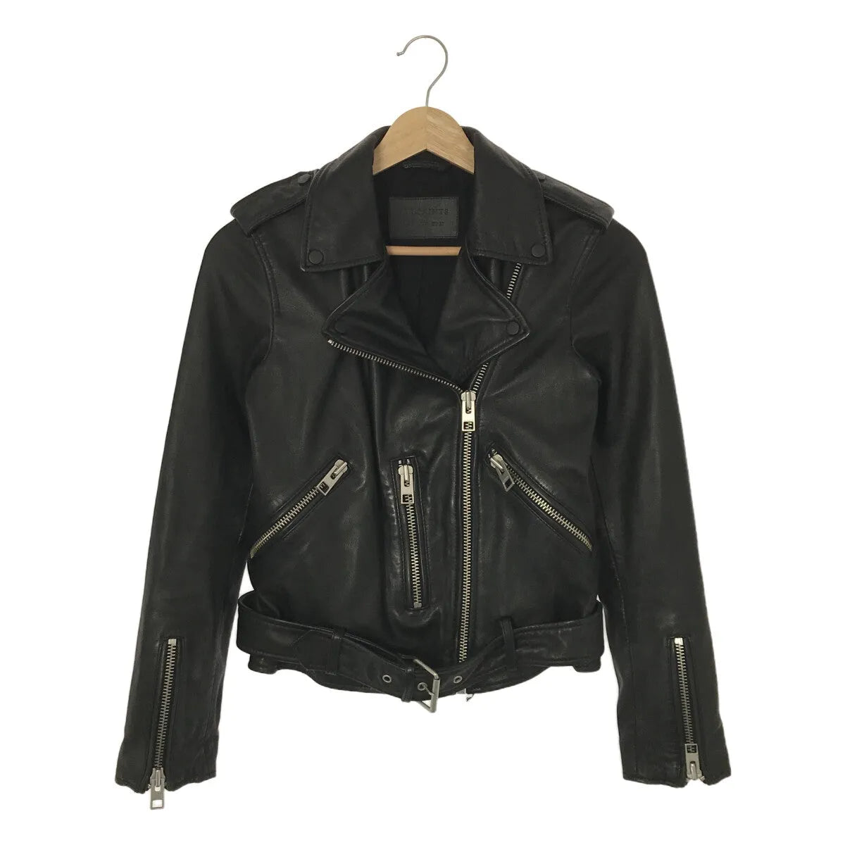ALLSAINTS / 올세인츠 | BALFERN BIKER 램 가죽 더블 라이더스 재킷 | UK4 | 블랙 | 여성