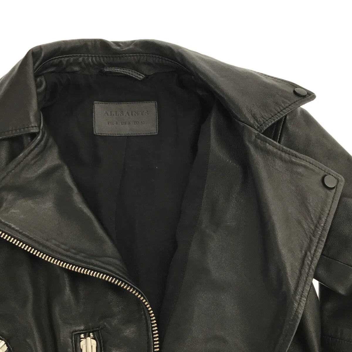 ALLSAINTS / 올세인츠 | BALFERN BIKER 램 가죽 더블 라이더스 재킷 | UK4 | 블랙 | 여성