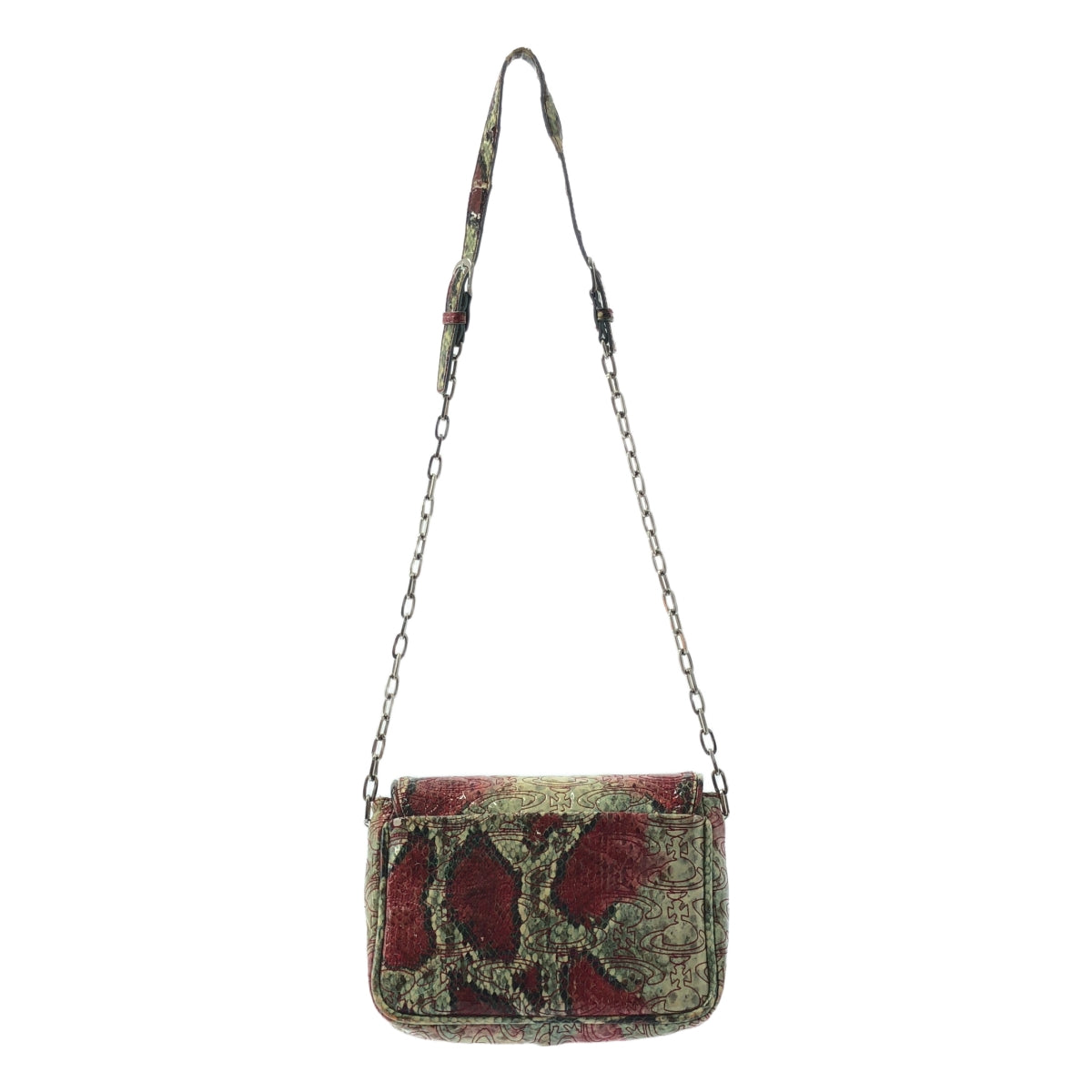 Vivienne Westwood / ヴィヴィアンウエストウッド | オーブ パテントレザー パイソン柄 ショルダーバッグ | ベージュ/グリーン/レッド | レディース