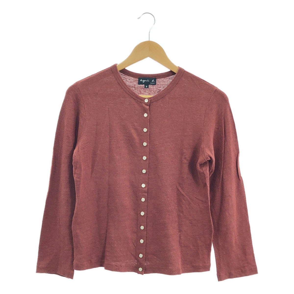 Agnes b. / アニエスベー | スナップボタン リネン カーディガン | 2 | ブラウン系 | レディース