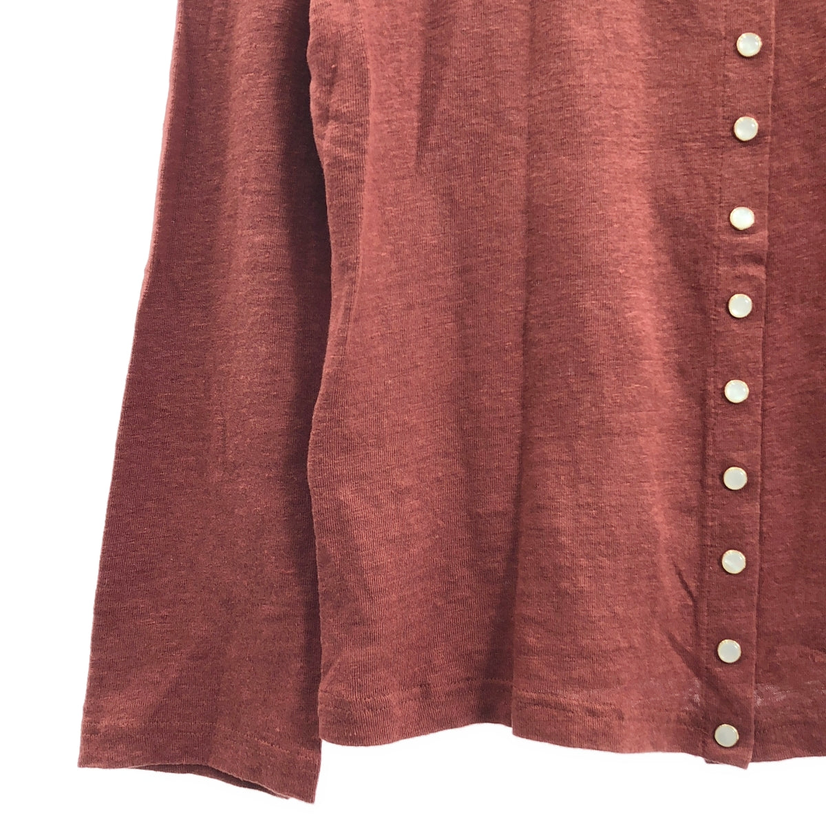 Agnes b. / アニエスベー | スナップボタン リネン カーディガン | 2 | ブラウン系 | レディース