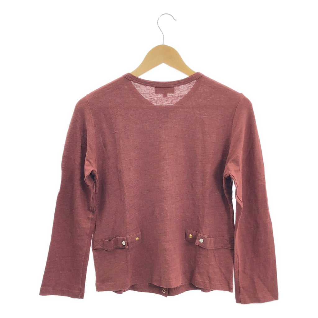 Agnes b. / アニエスベー | スナップボタン リネン カーディガン | 2 | ブラウン系 | レディース