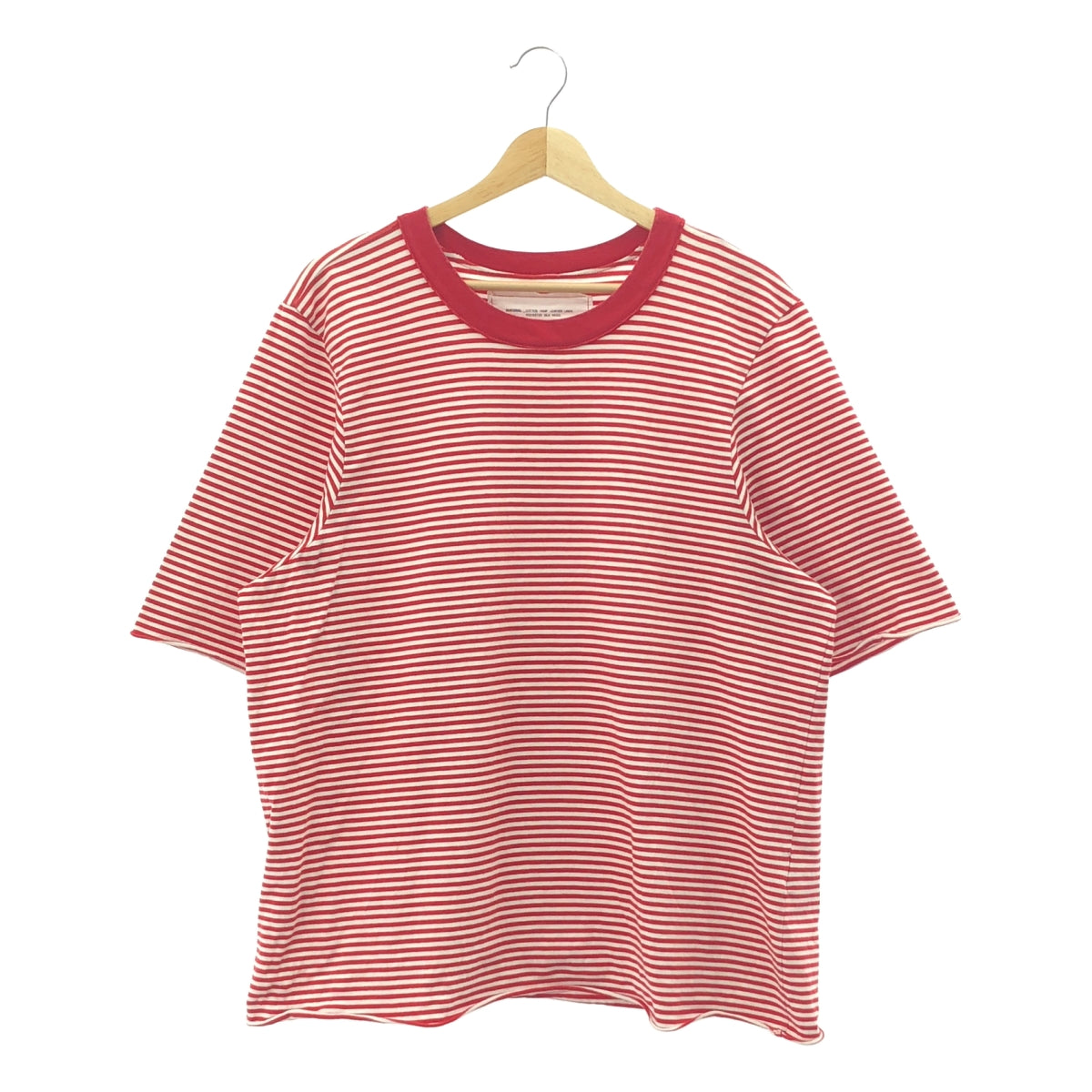 CAMIEL FORTGENS / カミエルフォートへンス | S/S BIG TEE / ボーダー クルーネック オーバー Tシャツ カットソー | M | レッド | メンズ
