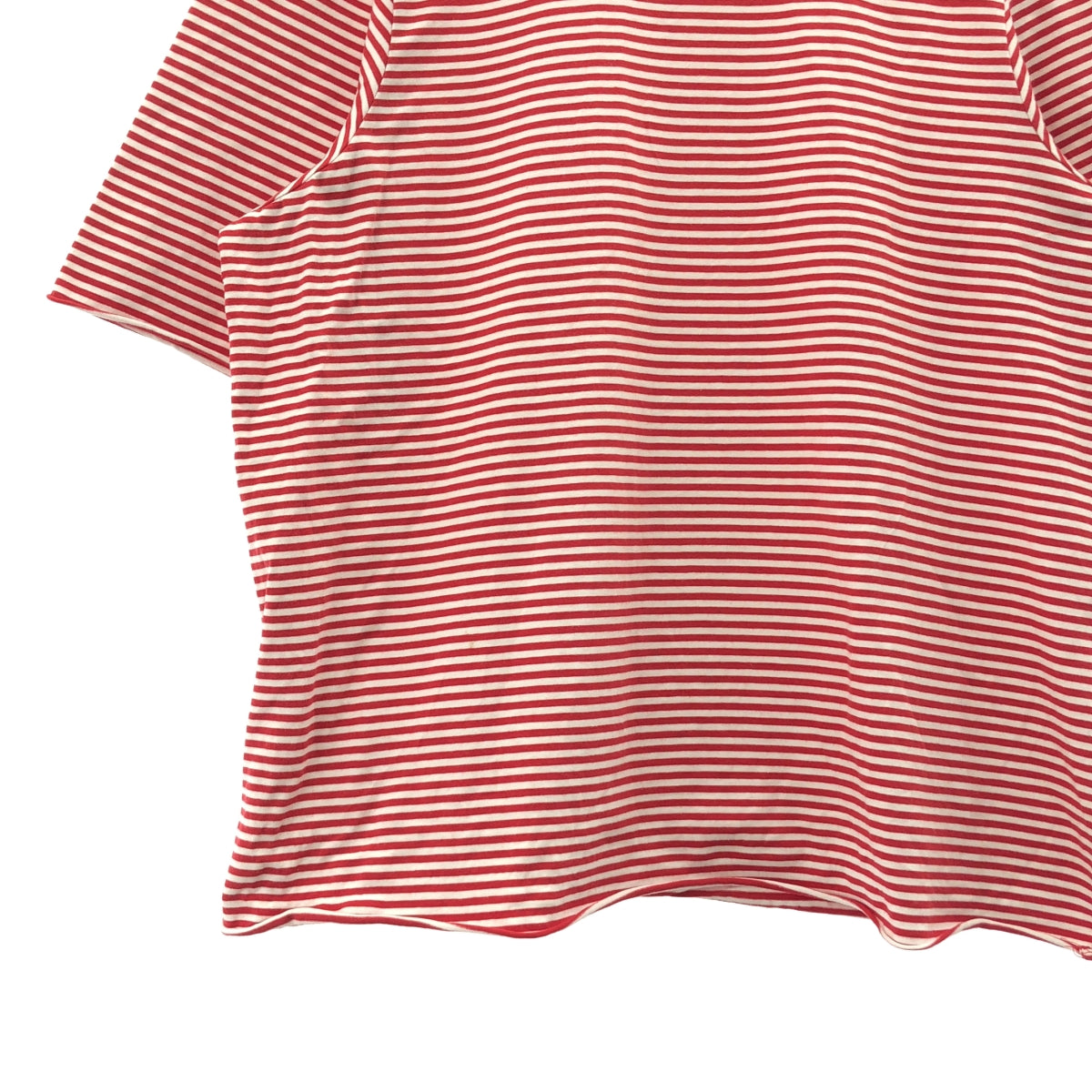 CAMIEL FORTGENS / カミエルフォートへンス | S/S BIG TEE / ボーダー クルーネック オーバー Tシャツ カットソー | M | レッド | メンズ