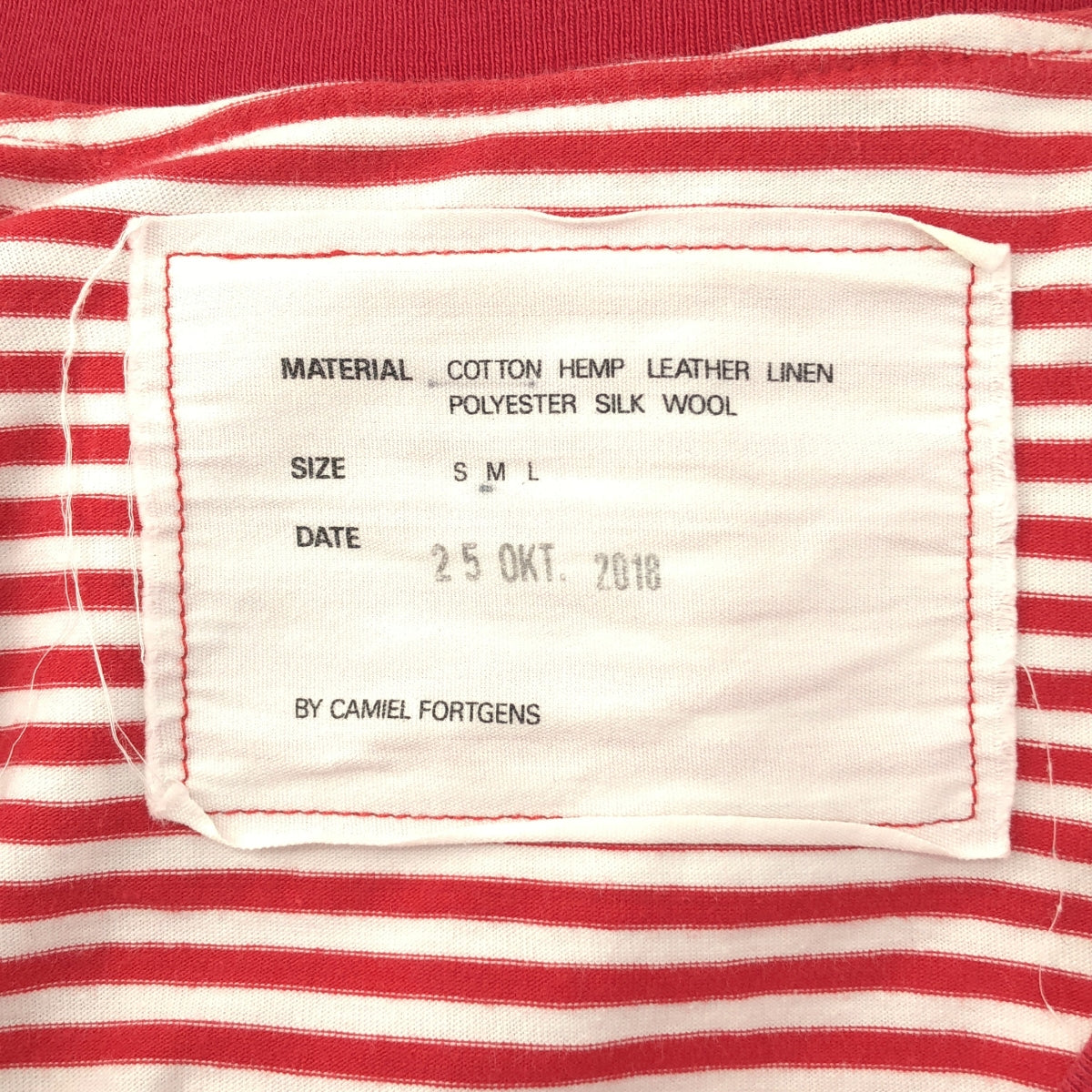 CAMIEL FORTGENS / カミエルフォートへンス | S/S BIG TEE / ボーダー クルーネック オーバー Tシャツ カットソー | M | レッド | メンズ