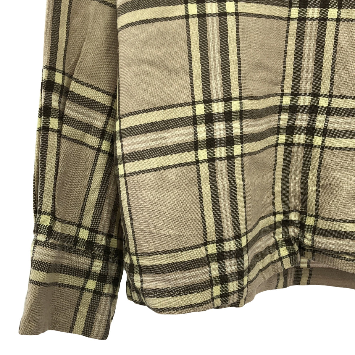 未使用 |人造絲格紋開領襯衫 | 0 |淺棕色 |男士