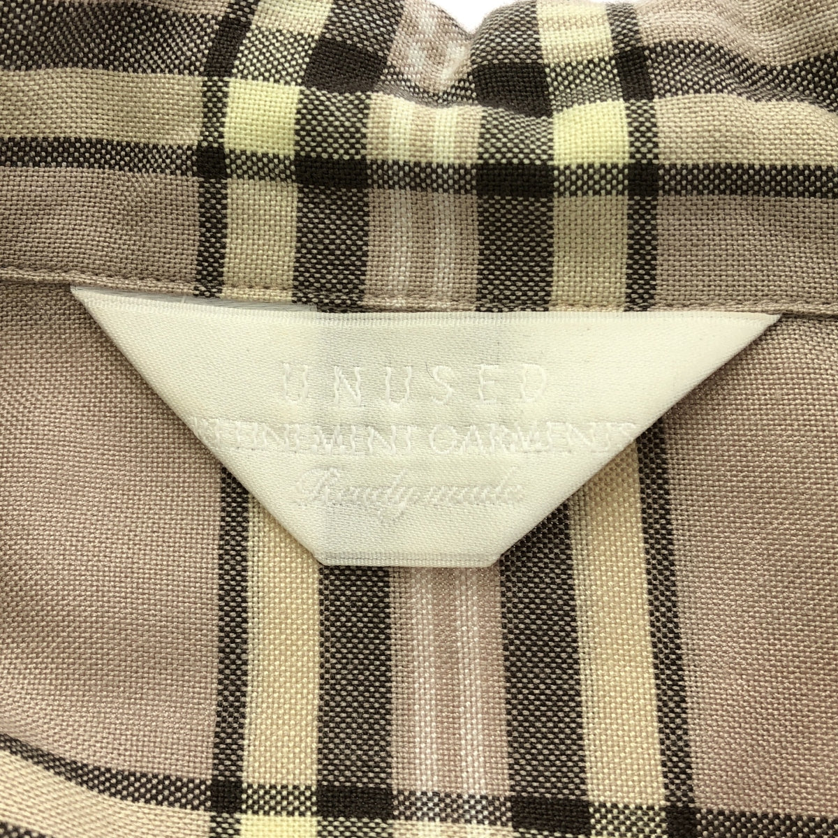 未使用 |人造絲格紋開領襯衫 | 0 |淺棕色 |男士