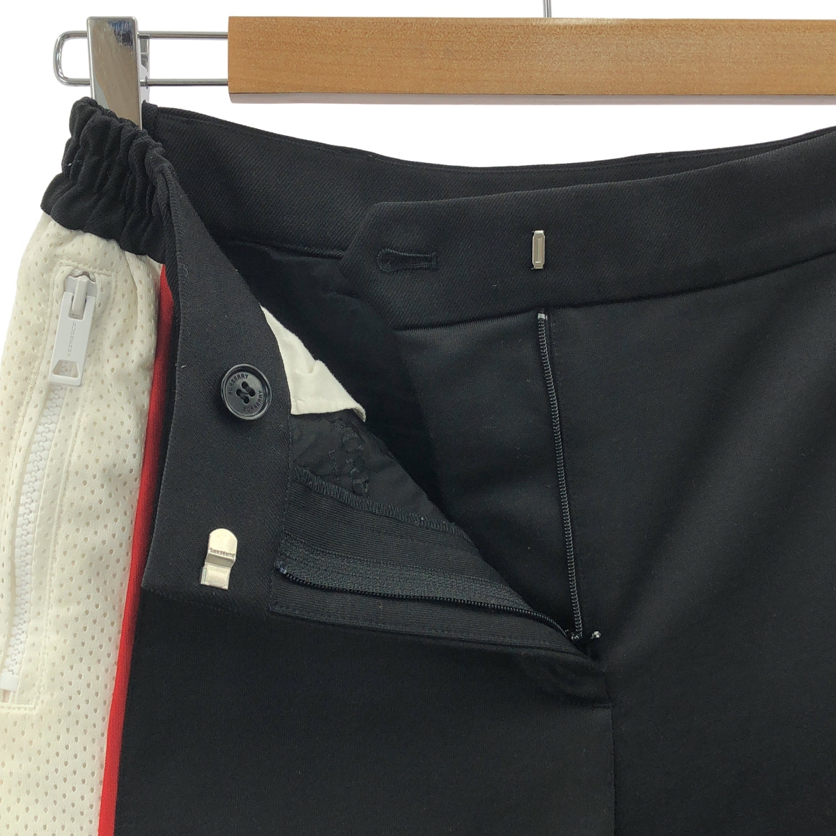 Burberry / バーバリー | Mesh Striped Jersey Tailored Trousers メッシュ ライン ストレートパンツ | 36 | ブラック/ホワイト | レディース