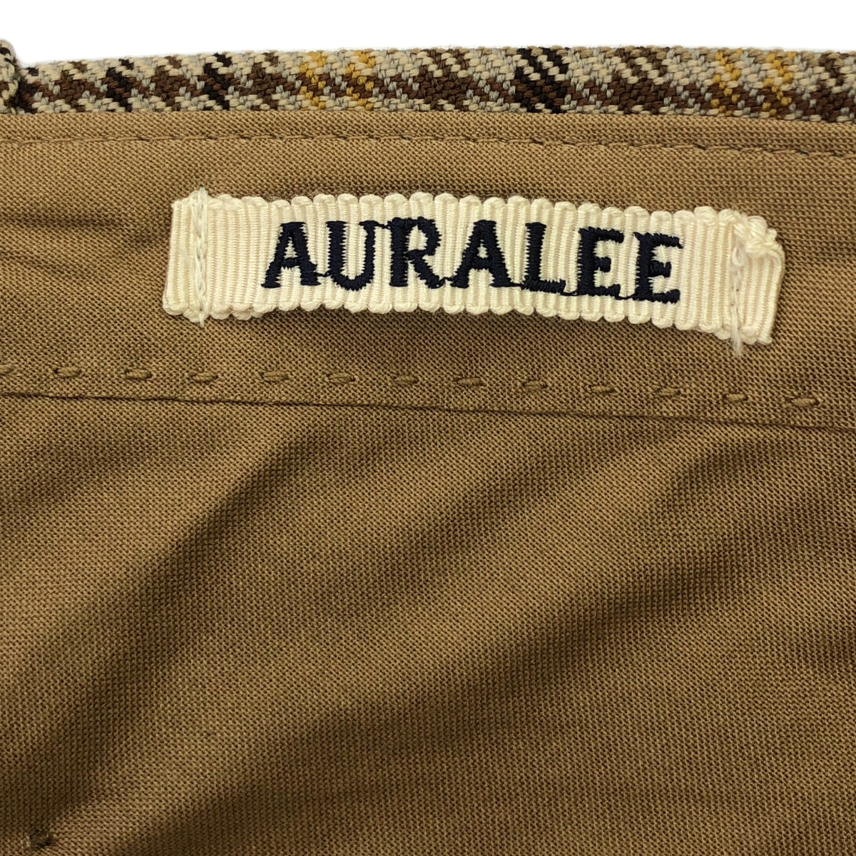 [新] AURALEE | 羊毛嗶嘰格紋窄腿褲 | 尺寸 5 | 米色 | 男款