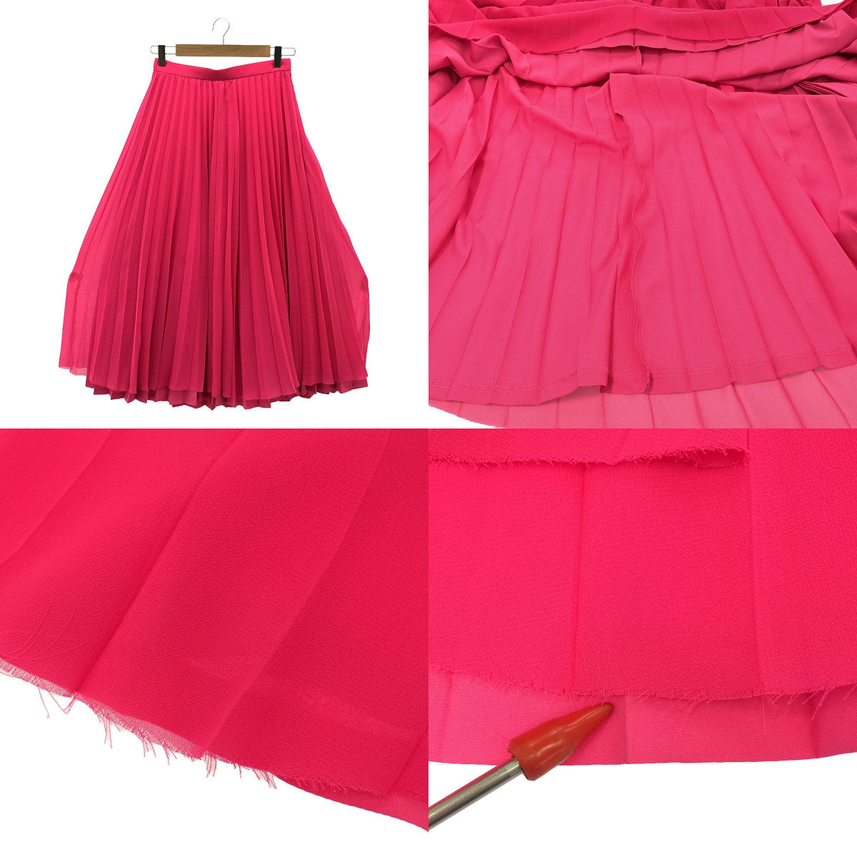 【미품】 JUNYA WATANABE COMME des GARCONS / 준야 와타나베 | 2020SS | 폴리 에스테르 사이드 지퍼 주름 롱 스커트 | S | 핑크 | 여성