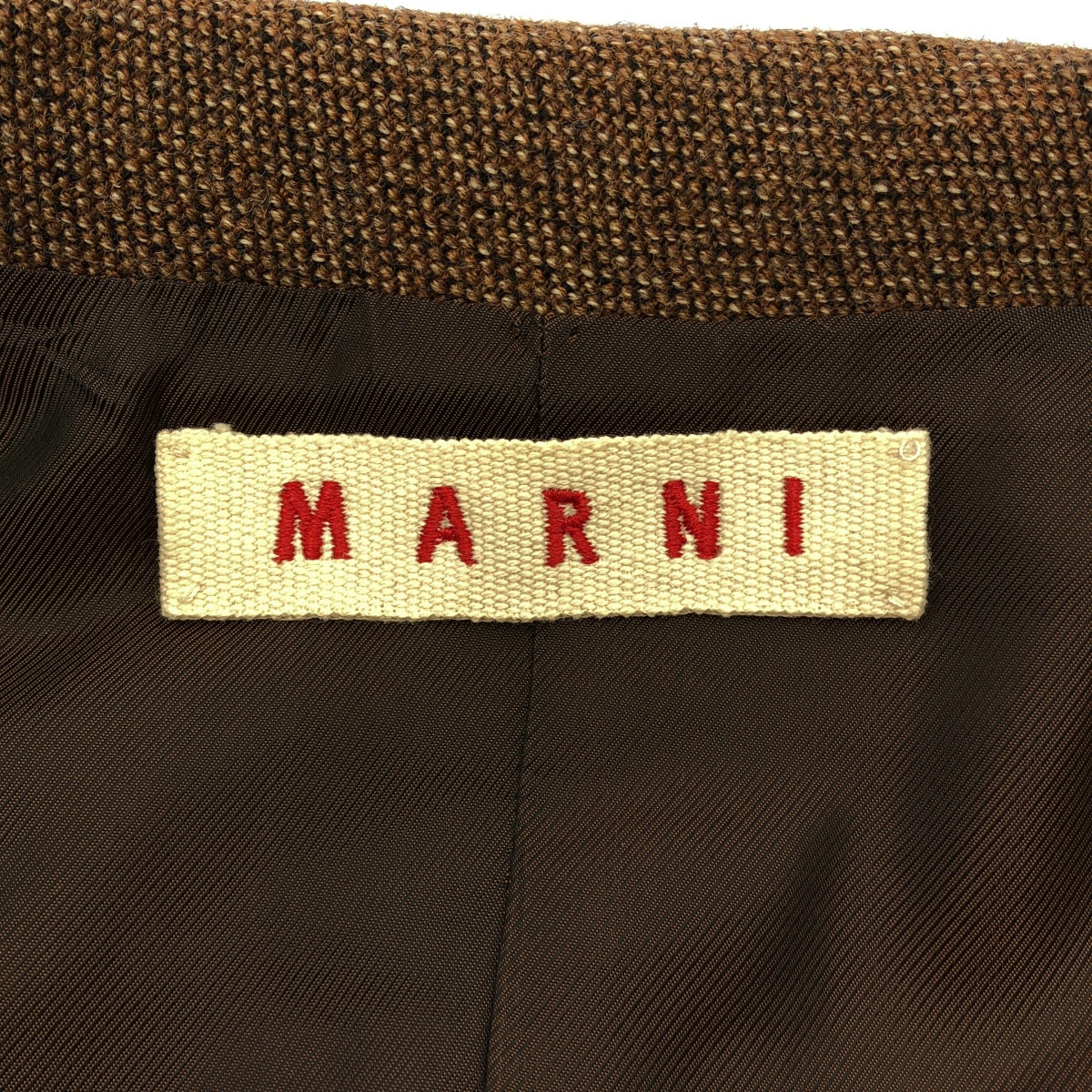 MARNI / 마르니 | 라운드 컬러 울 숏 재킷 | 40 | 브라운 | 여성