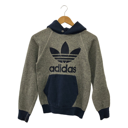 adidas | 80s Vintage USA Made Trefoil Logo Print Two Tone Hoodie Pullover Hoodie | S | Men's