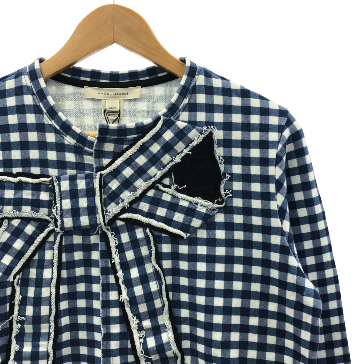 MARC JACOBS / 마크 제이콥스 | 깅엄 체크 리본 디자인 크루넥 스웨트 | XS |