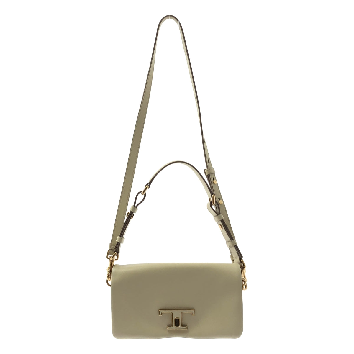 TOD'S | T 型皮革永恆翻蓋單肩包 | 米色 | 女款
