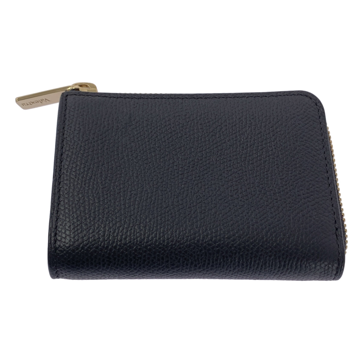 [狀況極佳] Valextra | L 型拉鍊鑰匙圈小皮夾 | 黑色 | 女款