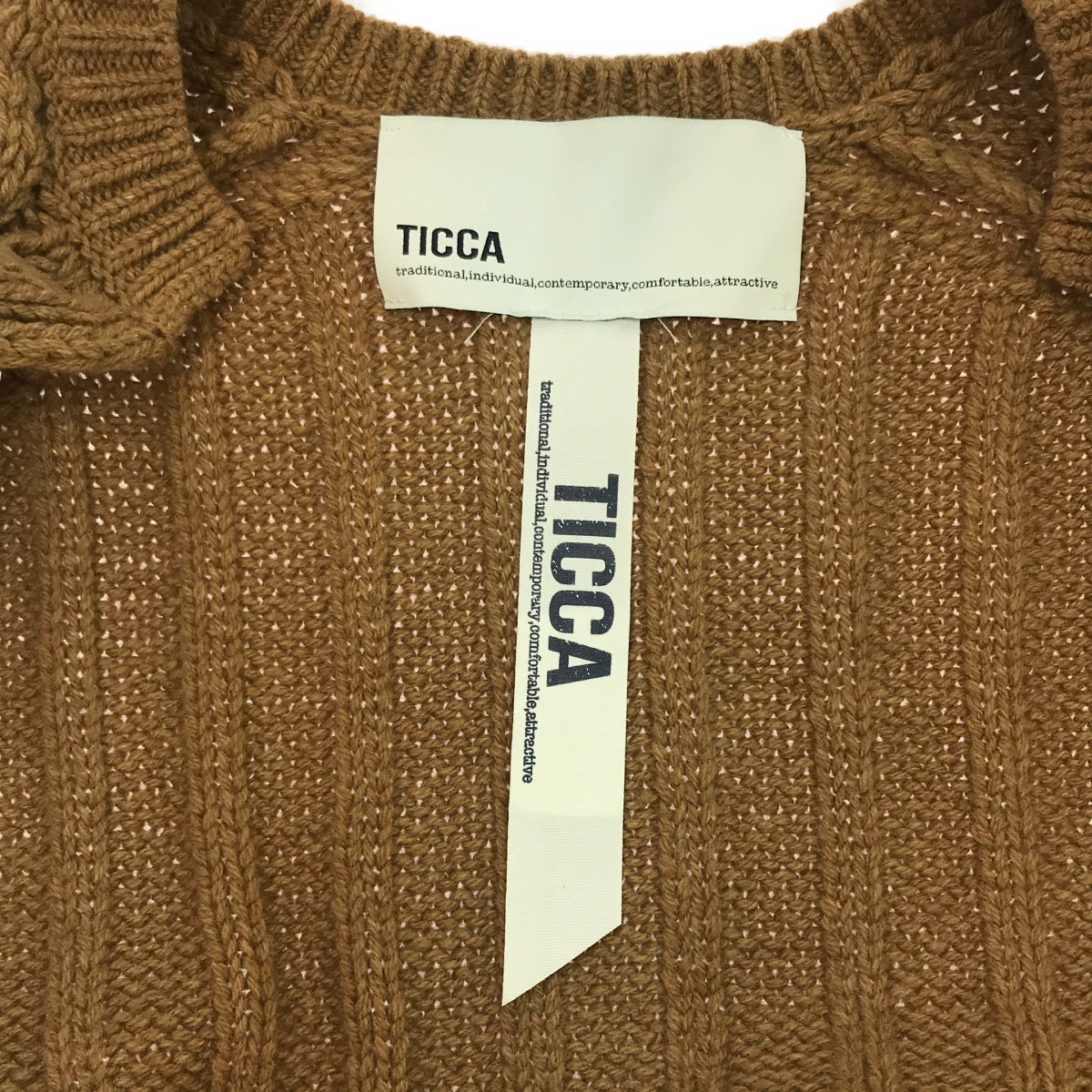 TICCA | Cable Cardigan with Belt | F | Brown | Women's