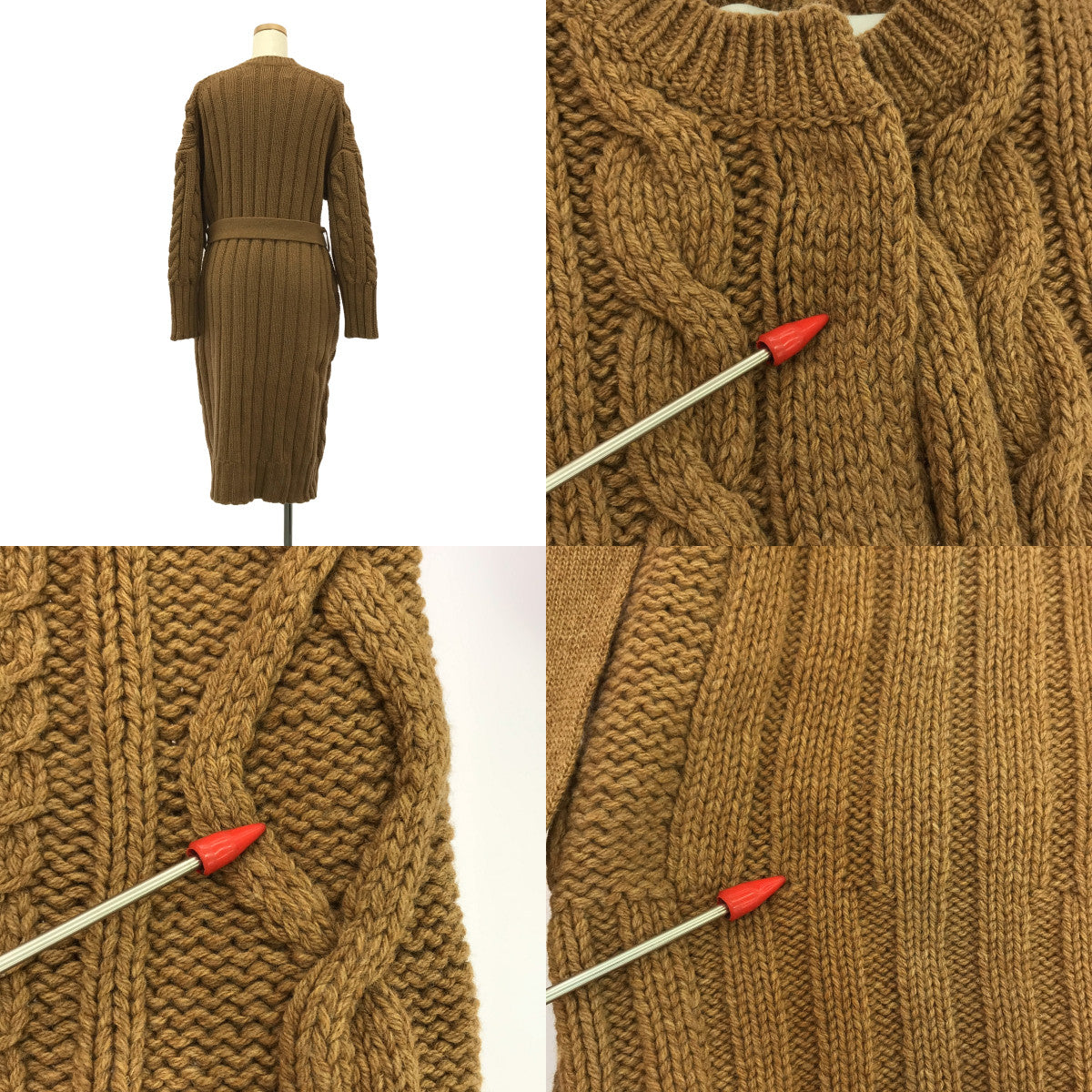 TICCA | Cable Cardigan with Belt | F | Brown | Women's