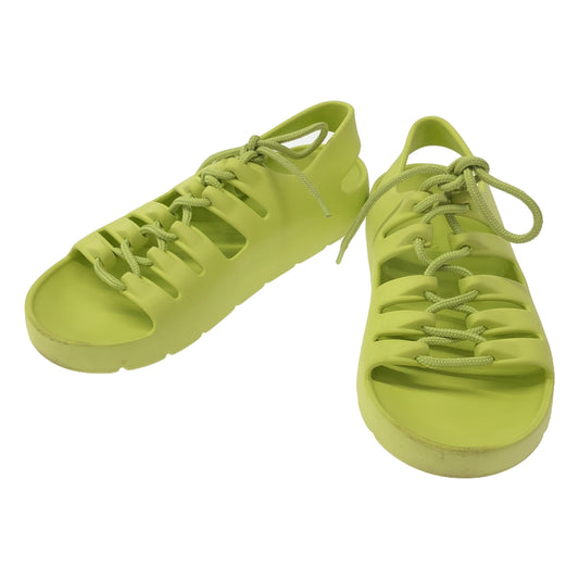 BOTTEGA VENETA | JELLY FLAT OPEN TOE LACE UP RUBBER SANDALS | 36 | LIME | WOMEN'S