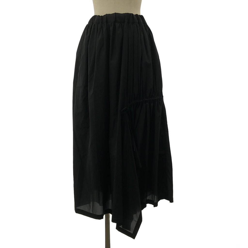 Y-3 / 와이스리 | 사이드 라인 개더 비대칭 롱 스커트 | XXS | 블랙 |