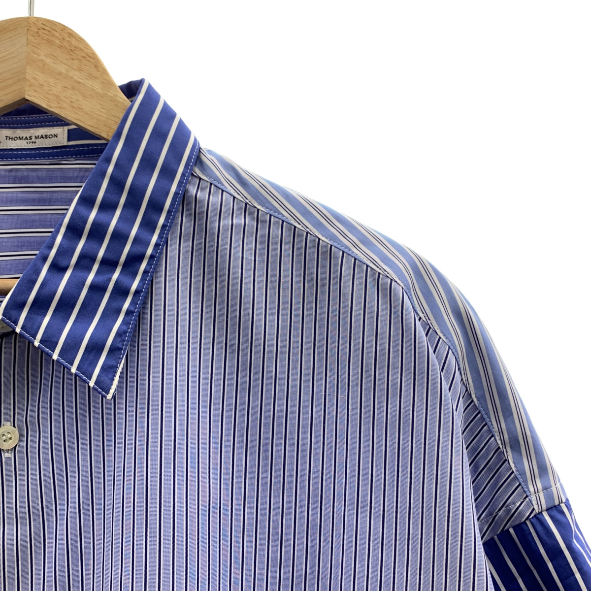 N.HOOLYWOOD / 엔 할리우드 | × THOMAS MASON / 토마스 메이슨 Compile Line / 컴파일 라인 스트라이프 오버 실루엣 셔츠 | 40 | 남성