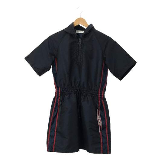 [Good Condition] Christian Dior | Back Logo Half Zip Hooded Dress | Size 34 | Navy/Red/Silver | Women's