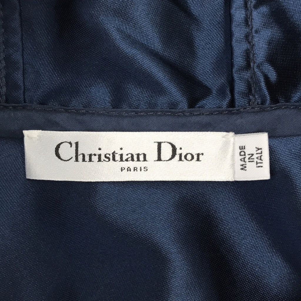 【美品】  Christian Dior / クリスチャンディオール | バックロゴ ハーフジップ フーデッドワンピース | 34 | ネイビー/レッド/シルバー | レディース