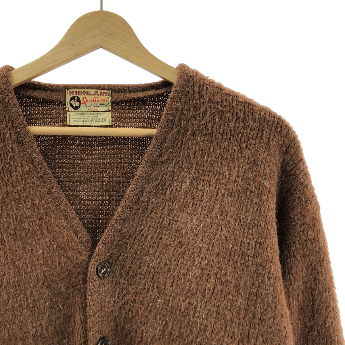 復古/復古服裝 | 高地/20世紀60年代復古馬海毛開襟衫 | L碼 | 男士