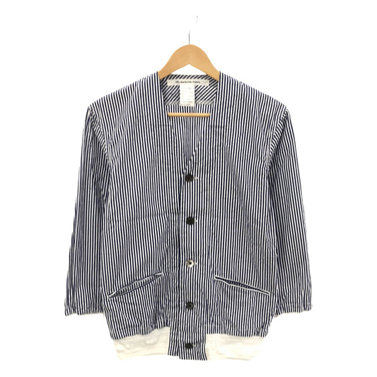 EEL / Eel | Alterna Cardigan Stripe No-Collar Shirt | XS | White/Blue | Women's