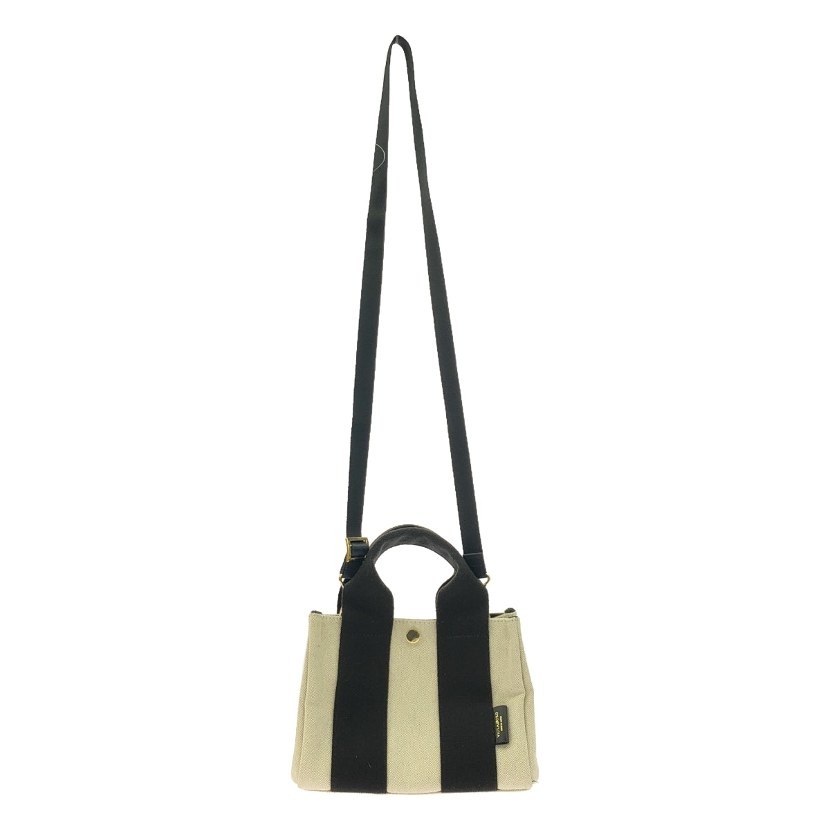 [Good Condition] VIOLAd'ORO | GINO S 2-Way Canvas Shoulder Mini Tote Bag | White/Black | Women's