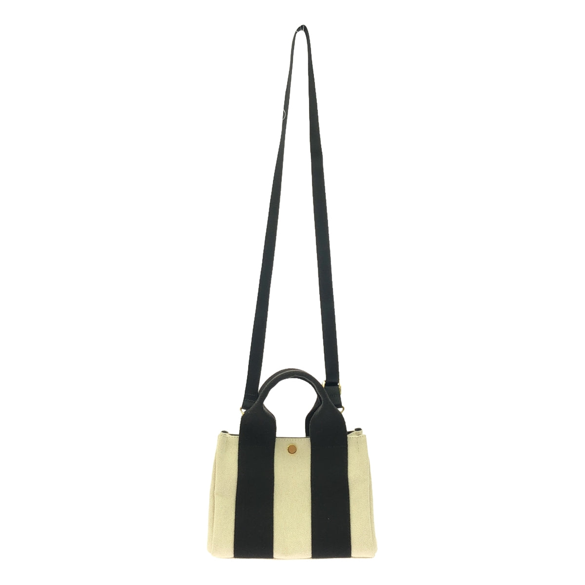 [Good Condition] VIOLAd'ORO | GINO S 2-Way Canvas Shoulder Mini Tote Bag | White/Black | Women's