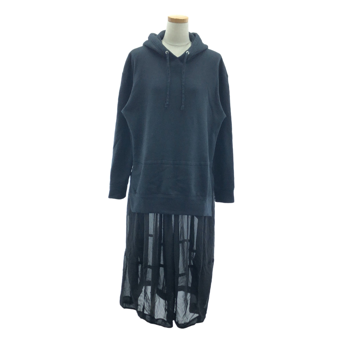 BLACK COMME des GARCONS / ブラックコムデギャルソン | 2022SS | ドッキング パーカー シースルーワンピ－ス | S | ブラック | レディース