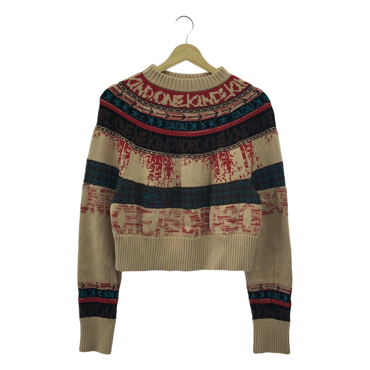 【미품】 sacai / 사카이 | 2023SS | ×Eric Haze Jacquard Knit 자가드 풀오버 니트 | 2 | 멀티 컬러 | 여성