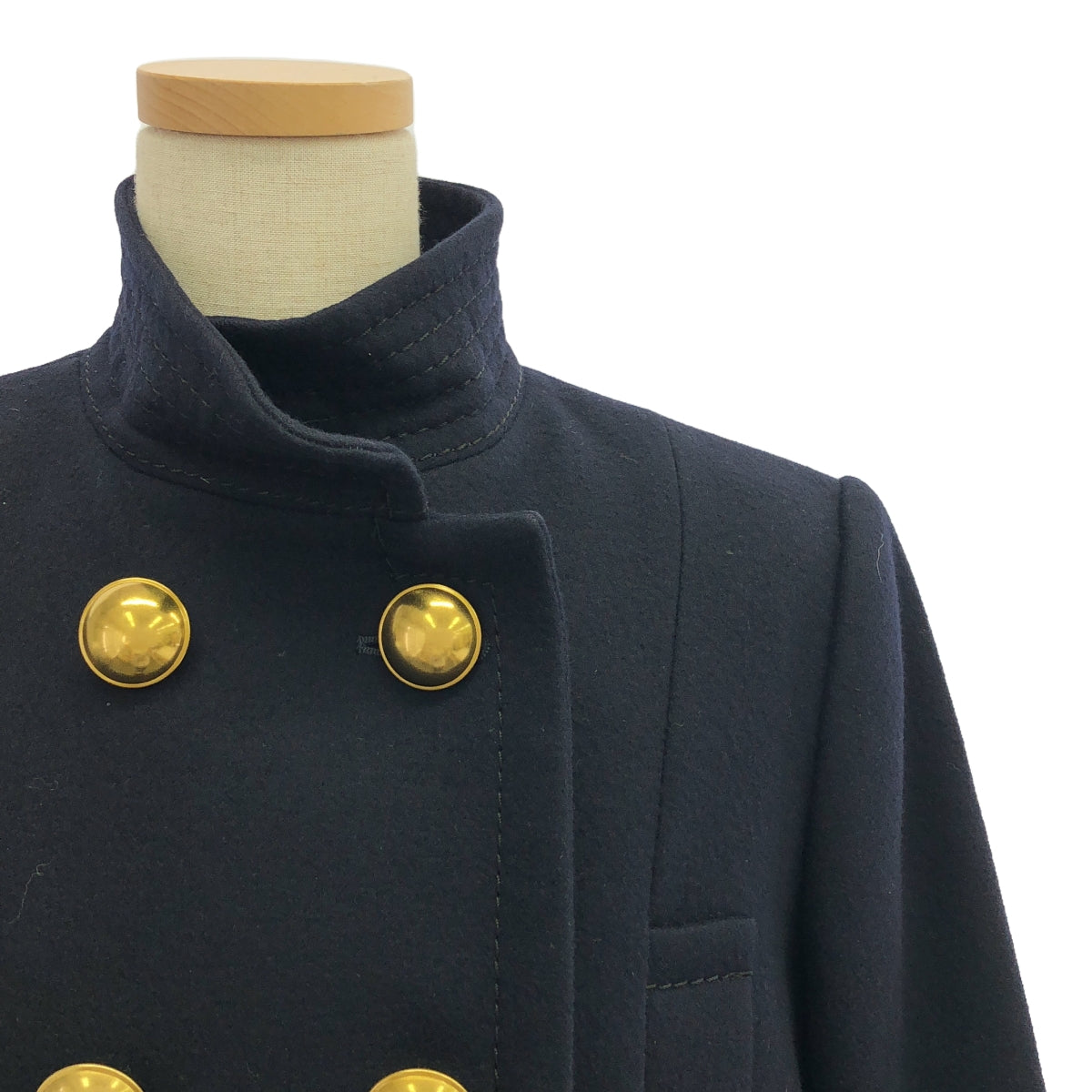 sacai / サカイ | ライナーベスト付 ウール ダブルボタン コート | 1 | ネイビー | レディース