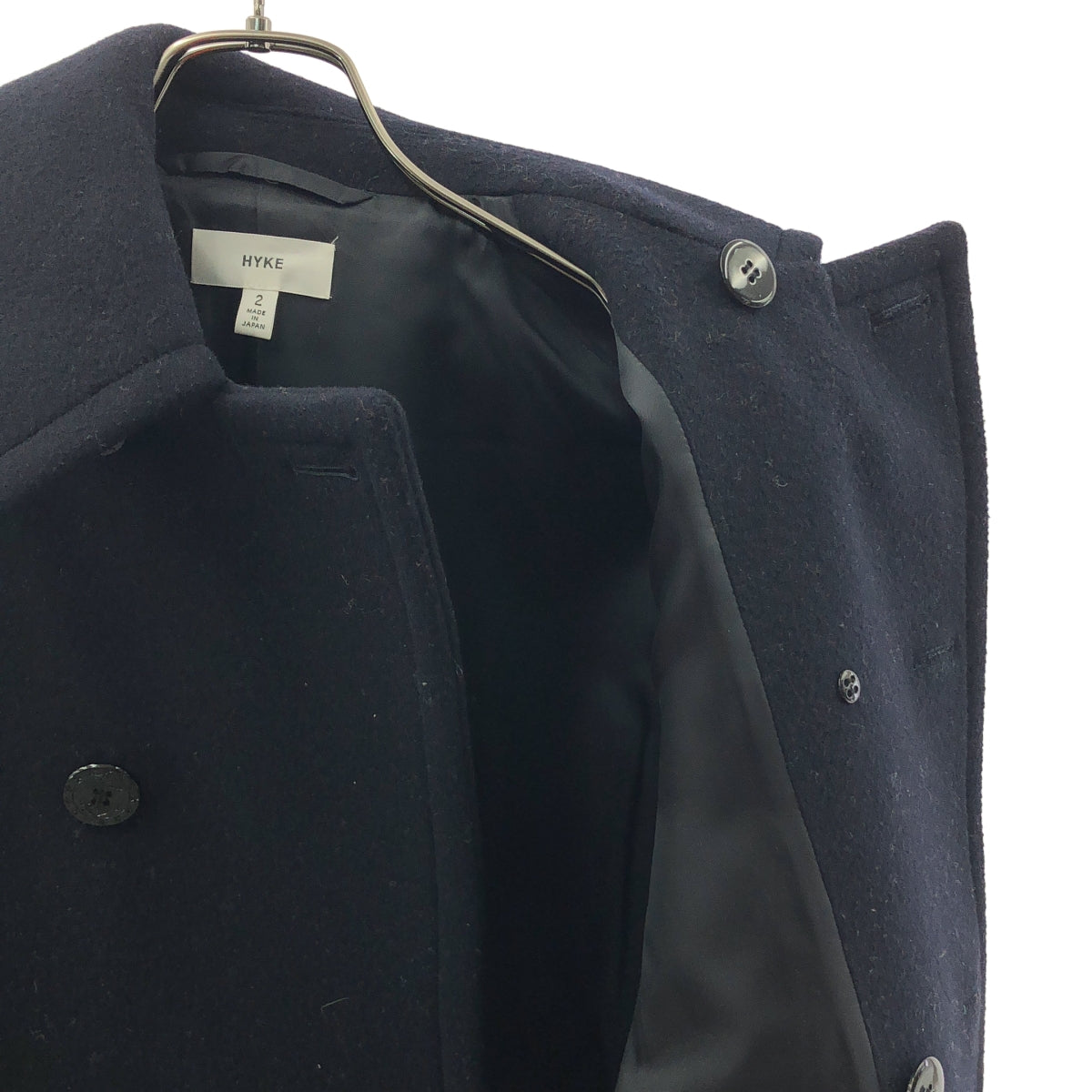 HYKE / ハイク | ウールメルトン ロング ピーコート | 2 | レディース