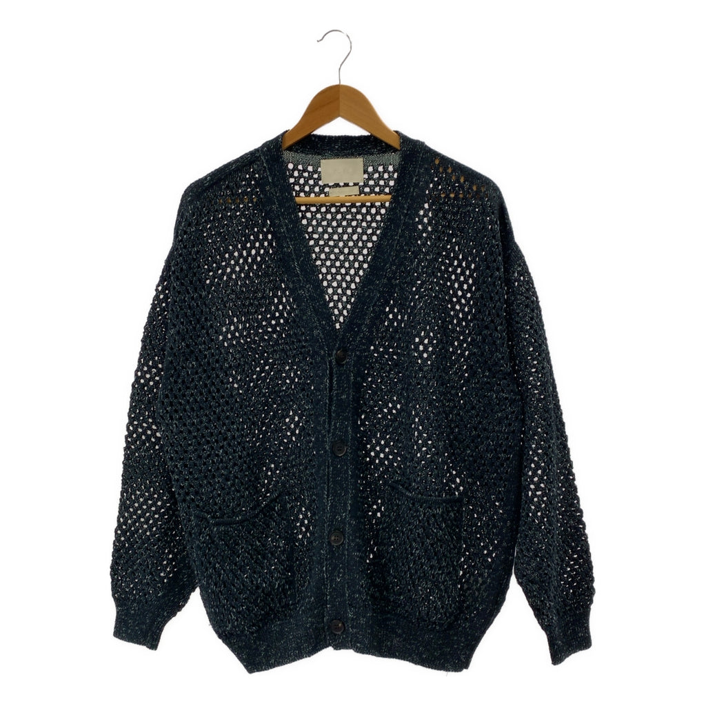 YOKE / ヨーク | 2022SS | MESHED KNIT CARDIGAN コットン メッシュ ニットカーディガン | 3 | オーシャンネイビー | メンズ