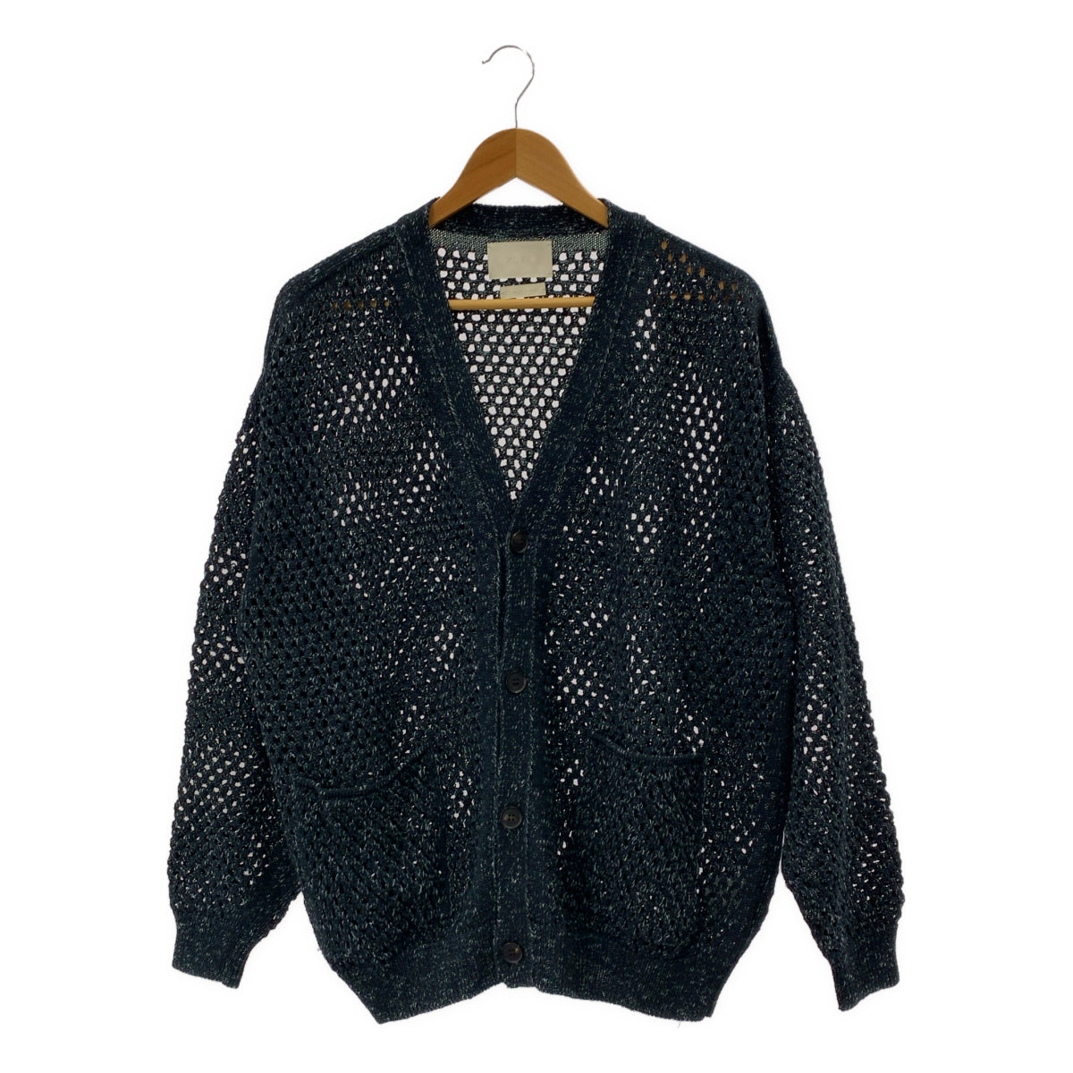 YOKE / ヨーク | 2022SS | MESHED KNIT CARDIGAN コットン メッシュ ニットカーディガン | 3 | オーシャンネイビー | メンズ