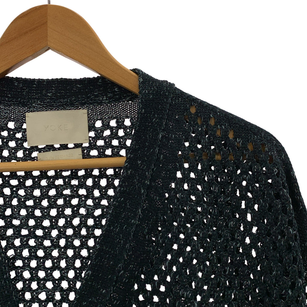 YOKE / ヨーク | 2022SS | MESHED KNIT CARDIGAN コットン メッシュ ニットカーディガン | 3 | オーシャンネイビー | メンズ