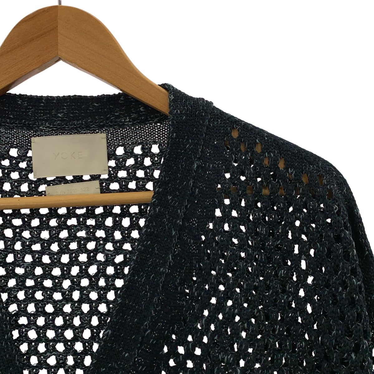 YOKE / ヨーク | 2022SS | MESHED KNIT CARDIGAN コットン メッシュ ニットカーディガン | 3 | オーシャンネイビー | メンズ