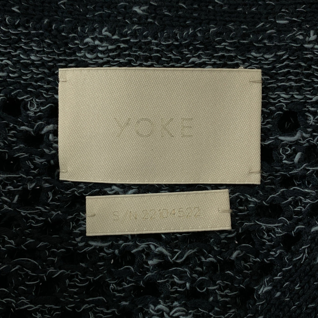 YOKE / ヨーク | 2022SS | MESHED KNIT CARDIGAN コットン メッシュ ニットカーディガン | 3 | オーシャンネイビー | メンズ