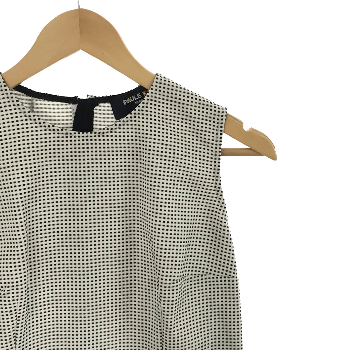 PAULE KA / ポールカ | 総柄 刺しゅう バイカラー ノースリーブワンピース | 38 | ホワイト / ブラック | レディース