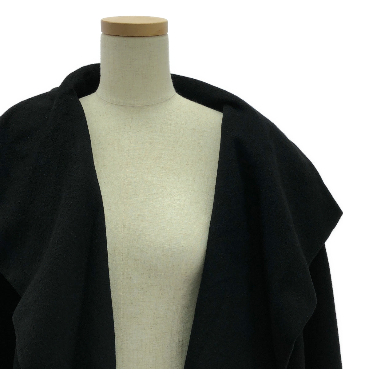 ISSEY MIYAKE / イッセイミヤケ | 90s ヴィンテージ ウール ビッグボタン ドレープネック コート | M | ブラック | レディース