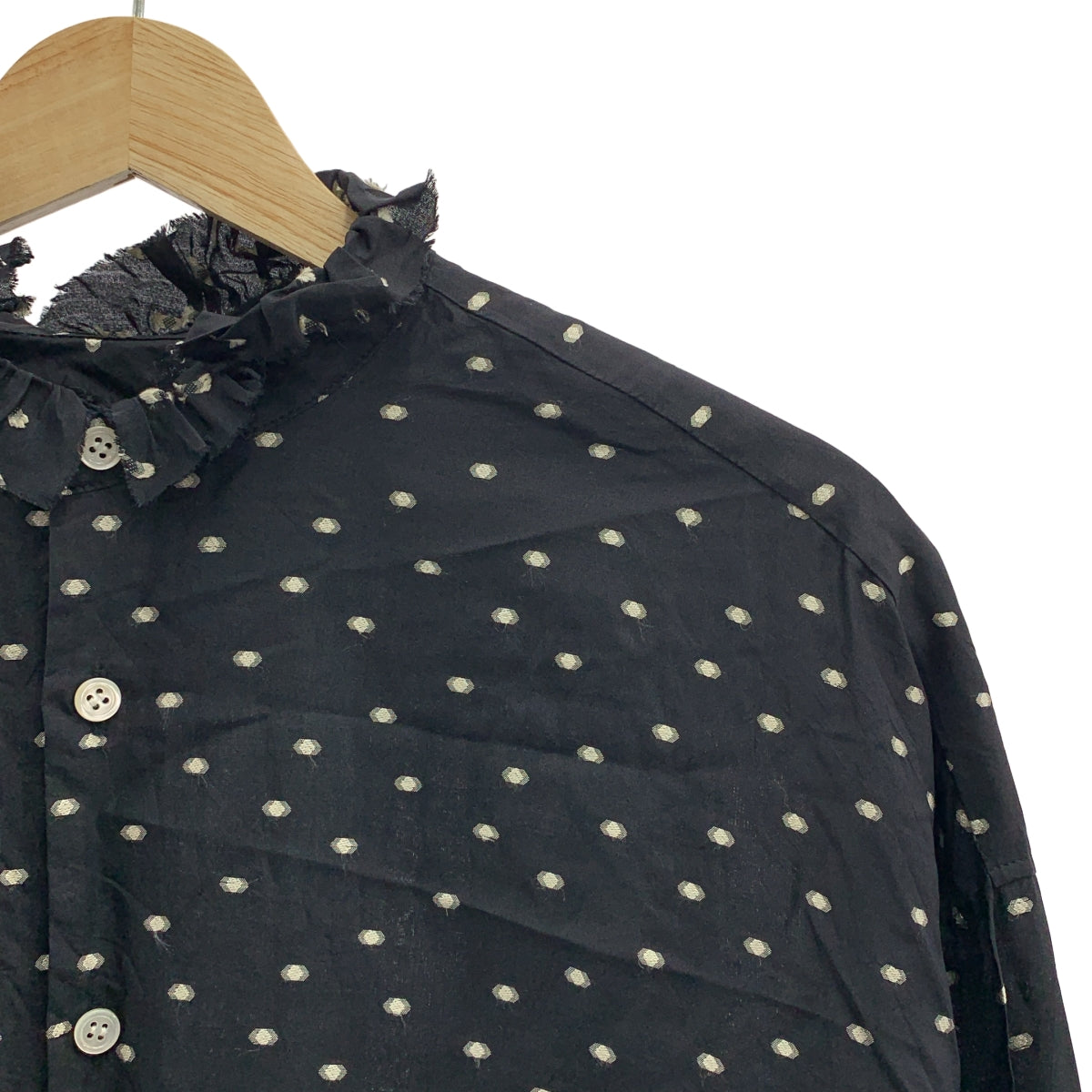 R&D.M.Co / オールドマンズテーラー | J.P.D FRILL COLLAR LONG SHIRT ジャガードポルカ ドット フリルカラーロングシャツ |