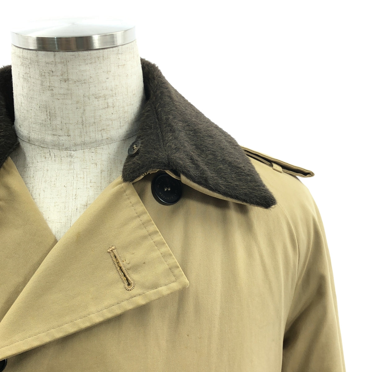 MACKINTOSH / 매킨토시 | 착탈 가능 샤기 컬러 벨티드 트렌치 코트 / 로고 총 안감 | 40 | 베이지 | 남성