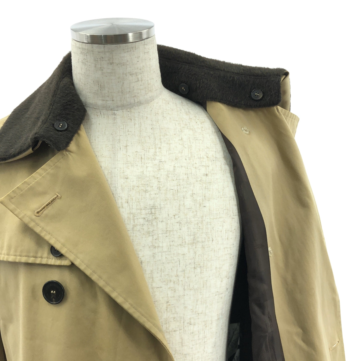 MACKINTOSH / 매킨토시 | 착탈 가능 샤기 컬러 벨티드 트렌치 코트 / 로고 총 안감 | 40 | 베이지 | 남성