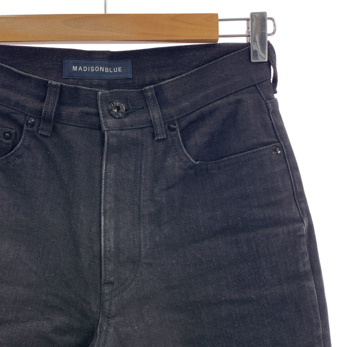 MADISON BLUE / マディソンブルー | HEM CUT SLIM FLARE DENIM フレア デニムパンツ | 01(S) | ブラック | レディース
